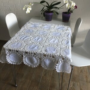 Tablecloth 66 by 41, crochet tablecloth, crocheted tablecloth, rectangular crochet tablecloth, white tablecloth, 100 % handmade image 2