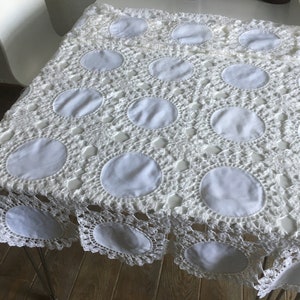 Tablecloth 66 by 41, crochet tablecloth, crocheted tablecloth, rectangular crochet tablecloth, white tablecloth, 100 % handmade image 4