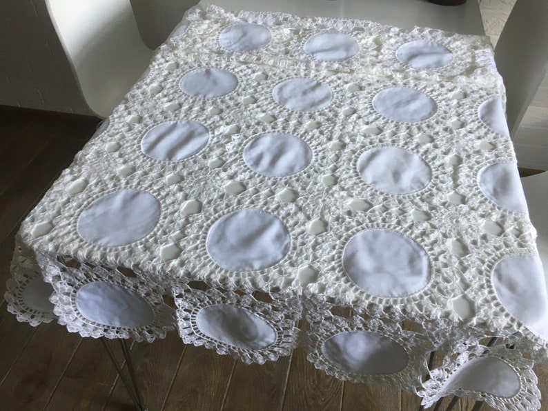 Tablecloth 66 by 41, crochet tablecloth, crocheted tablecloth, rectangular crochet tablecloth, white tablecloth, 100 % handmade image 4