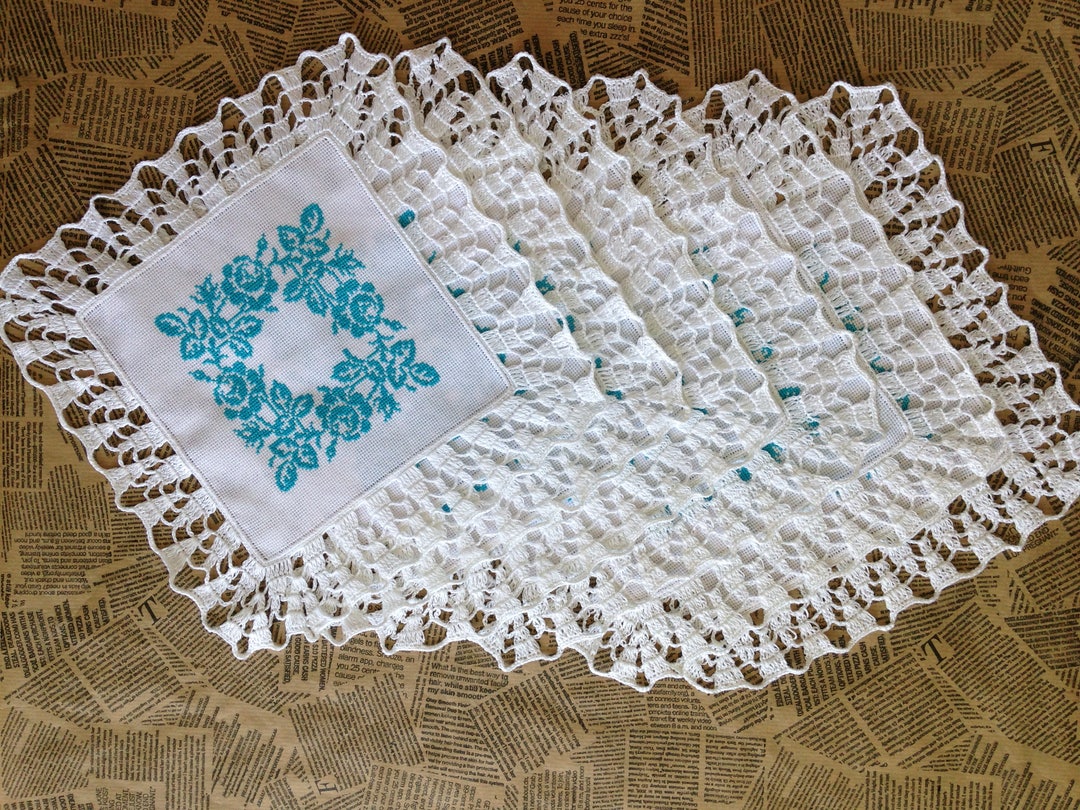 Servilletas 100% hechas a mano bordadas Set 4 servilletas - Etsy España