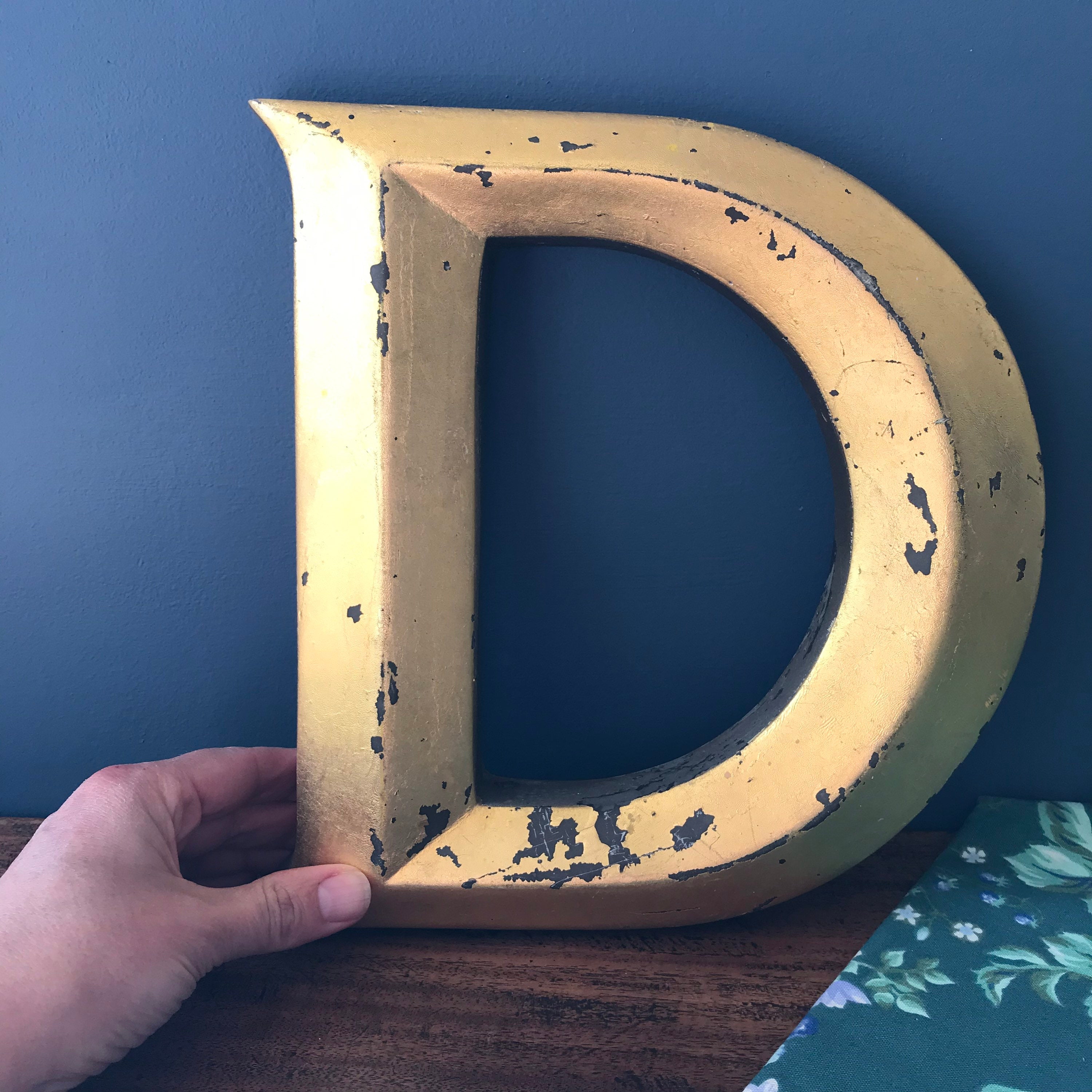 Gold Letter D vintage plaster letter D vintage decor | Etsy