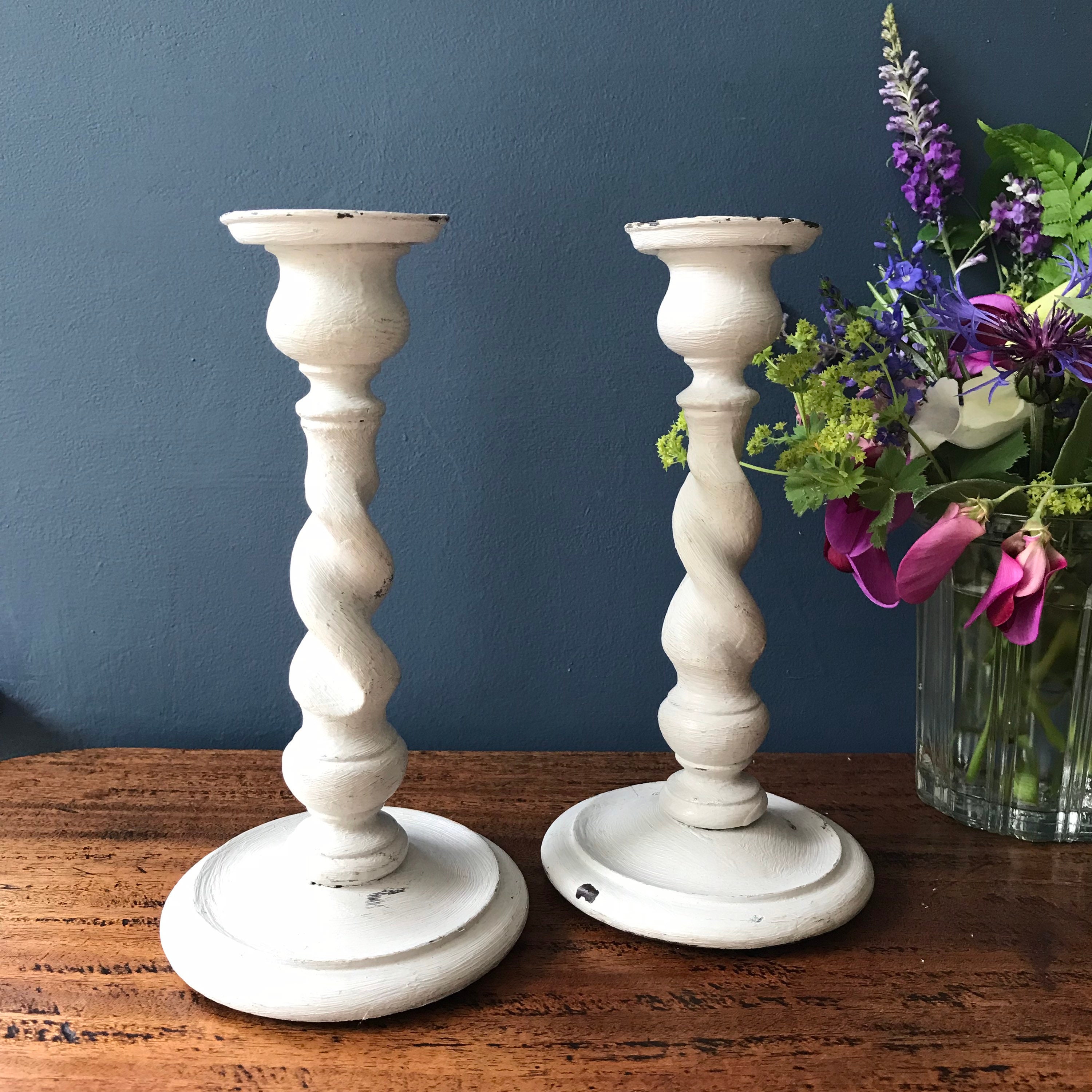 Par de candelabros de madera vintage candelabros de madera | Etsy