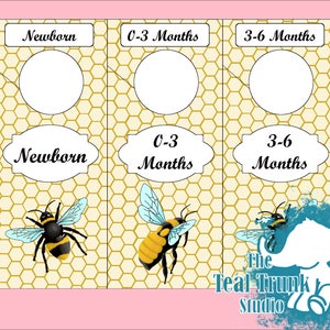 SALE - Bumble Bee Nursery Wardrobe Dividers, Newborn Bumblebee Closet Dividers