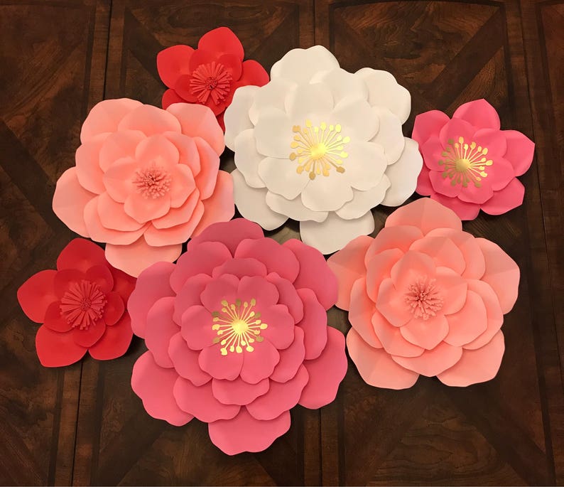 baby shower 7 piece paper flowers set for room decor nursery