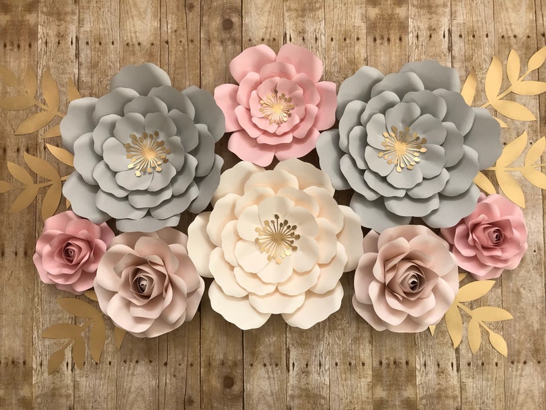 8 piece Paper Flower Set Nursery decor Nursery Floral Wall Etsy