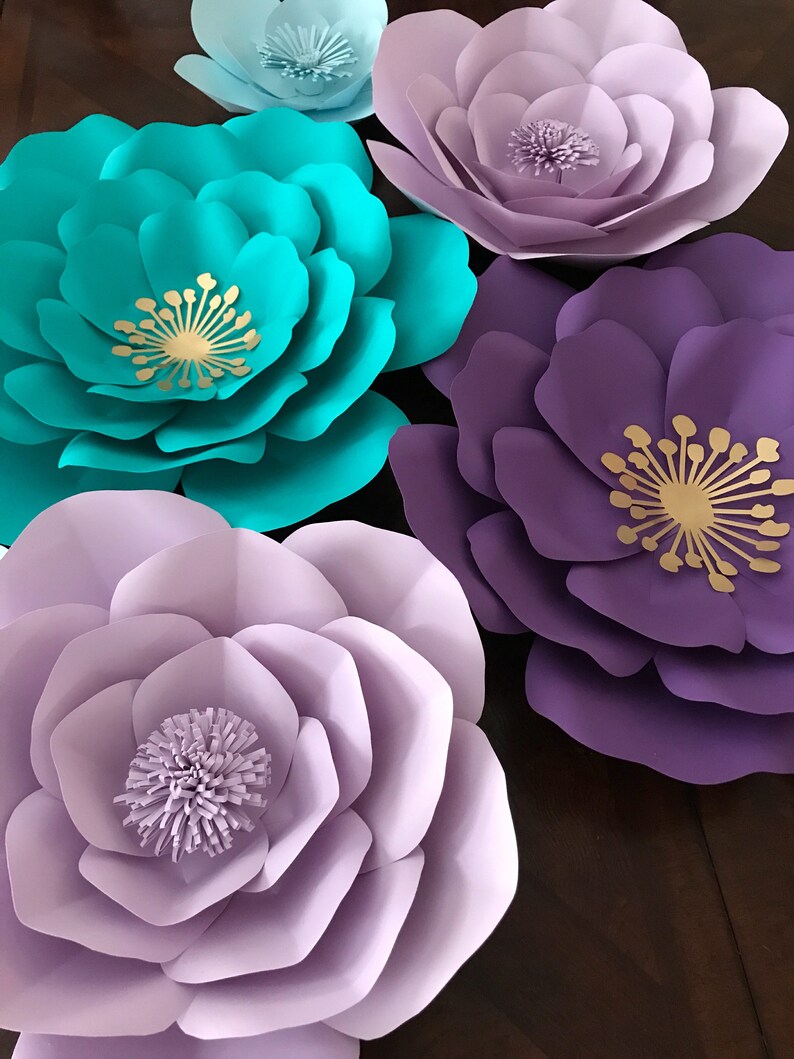 baby shower 7 piece paper flowers set for room decor nursery