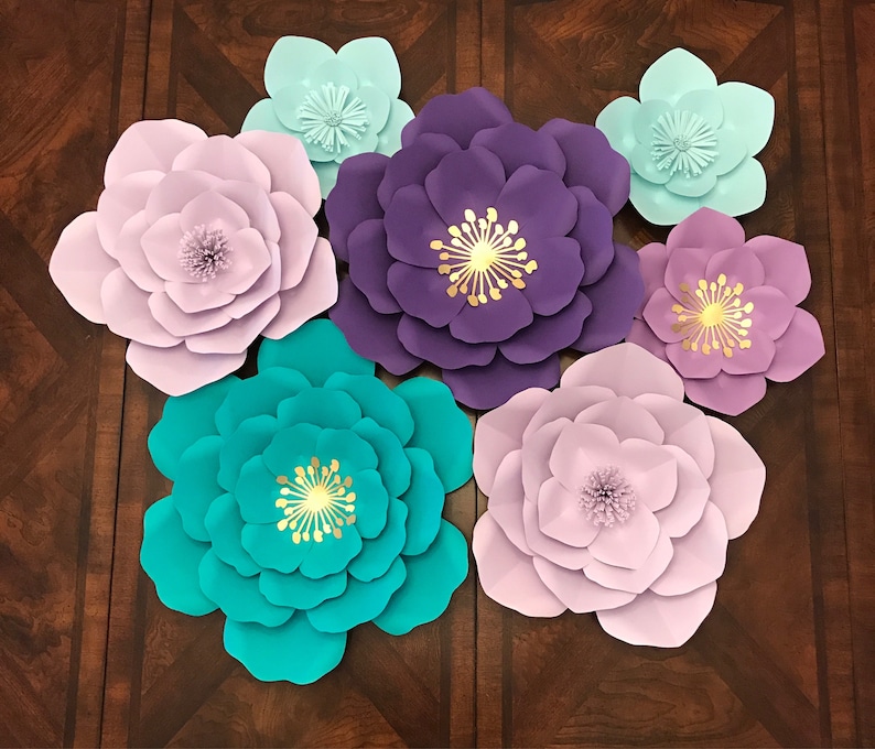 baby shower 7 piece paper flowers set for room decor nursery