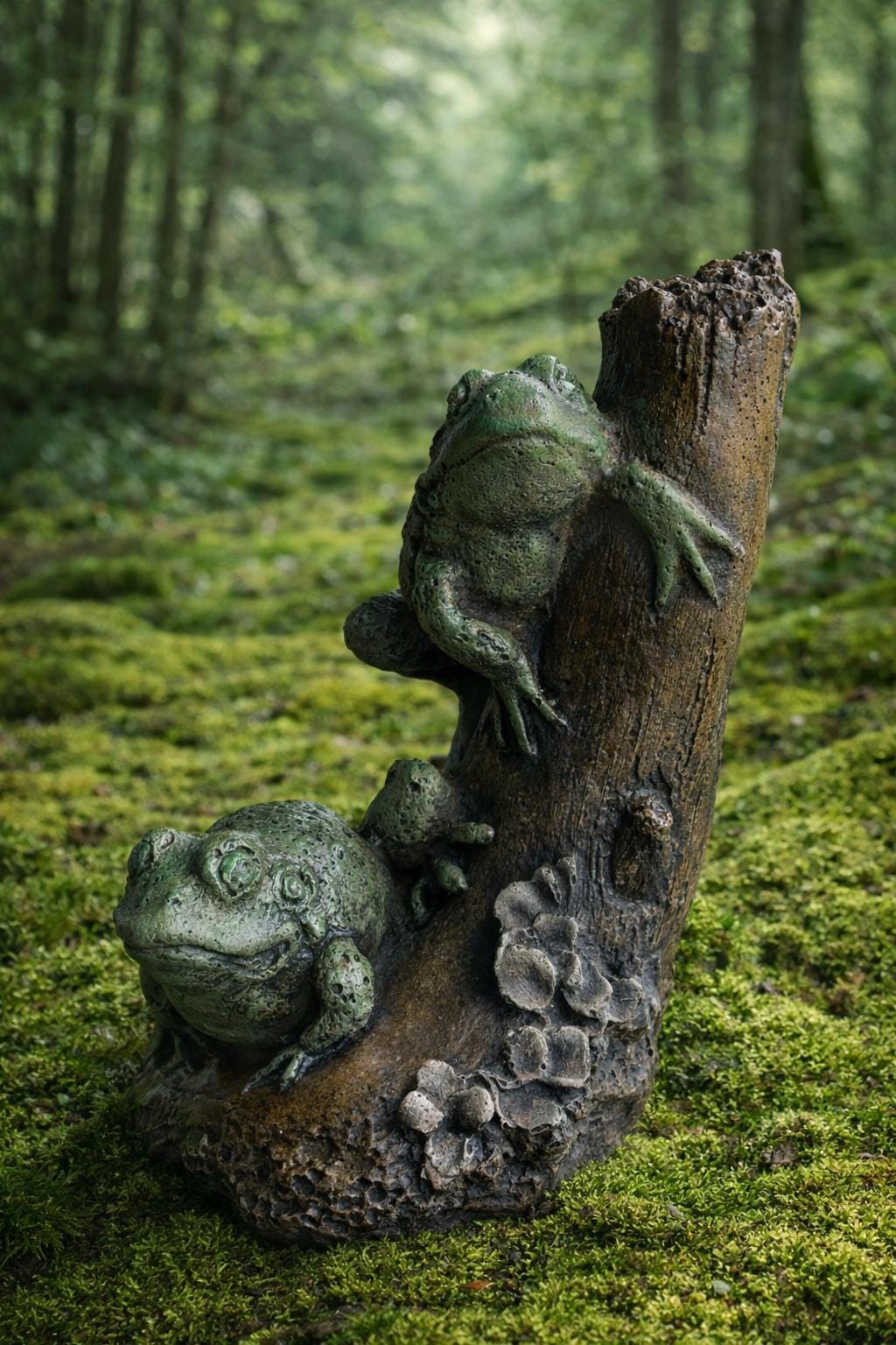 Frog Tree Stump Concrete Statue - Etsy