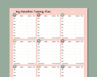 Marathon blank Training Plan, 12 week running training record, health and fitness planner, A3, 50x70cm, 10k race training planner