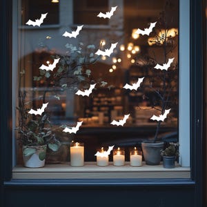 White Bat Halloween Window Clings: Spooky Party Decorations, Reusable Vinyl