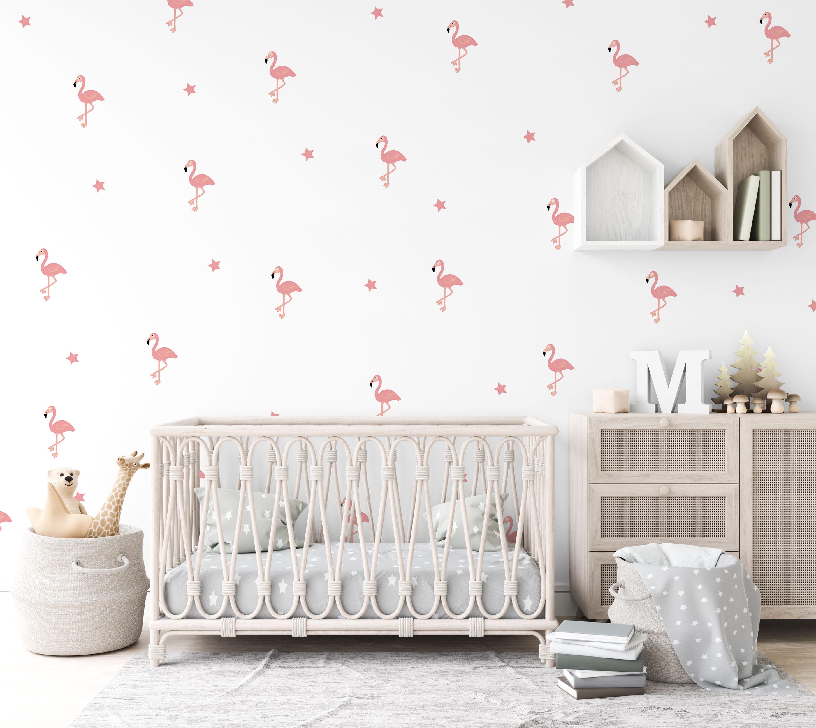 Sticker Mural Flamant Rose Pour Chambre D'enfant - Modèle DL154 Déco Moderne - Amovible Et Multicolore