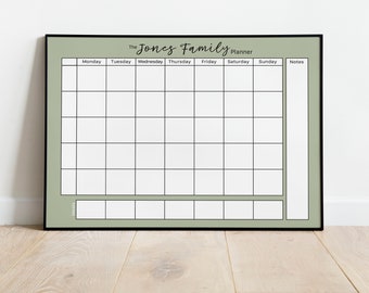 Personalised Wipeable Weekly Family Planner, editable planner, home organisation, family meal organiser, activity planner, new home gift