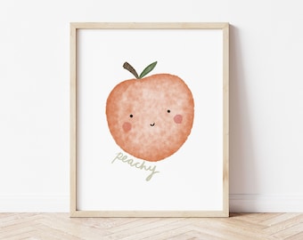 Happy Peach print, nursery poster, pastel colours print, children's bedroom print, playroom gift, kid's room poster, wall art, boho nursery