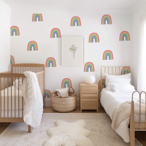 Grote regenboog muurstickers - Stof, verwijderbare kinderstickers, regenboog muurstickers meisjes kamer, regenboog kinderkamer inrichting, heldere sticker speelkamer