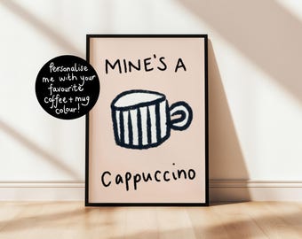 Personalised Coffee Print: Custom Kitchen Wall Art