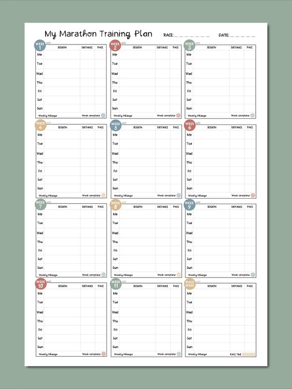 Marathon Blank Training Plan White, 12 Week Running Training Record, Health  and Fitness Planner, A3, 50x70cm, 10k Race Training Planner - Etsy