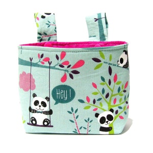 Children's handlebar bag, children's handlebar bag, balance bike bag, scooter bag - cute panda bears, optionally pink or turquoise lining