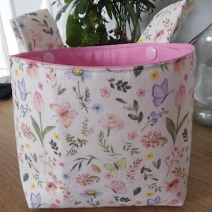 Lenkertasche, Kinderfahrradtasche, Laufradtasche - Blumenwiese, Schmetterlinge, pastell, innen rosa, Geschenk Mädchen