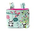Children's handlebar bag, balance bike bag, scooter bag - cute pandas, choice of pink or turquoise lining, gift
