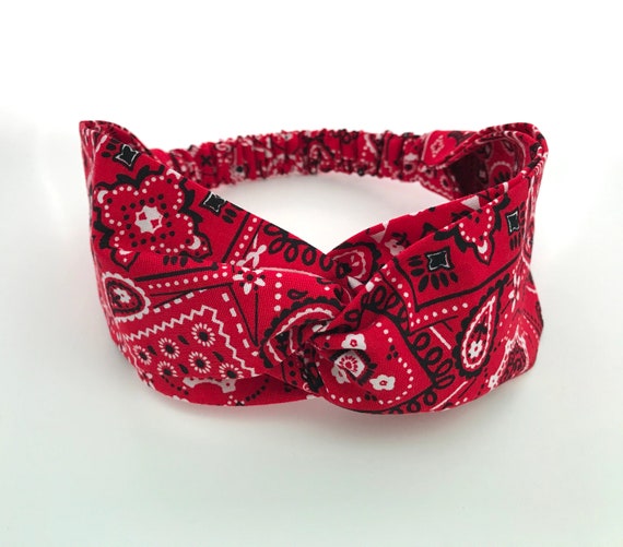 Red Bandana Headband for Women Twisted Turban Headscarf Etsy