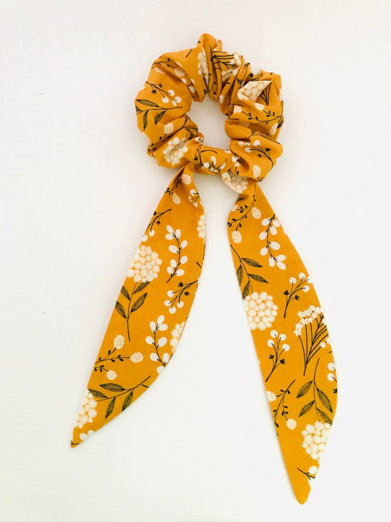 Hair Scrunchie Scarf Mustard Scarf Scrunchie Hair Tie Etsy
