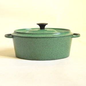 Green enameled cast iron casserole dish image 1