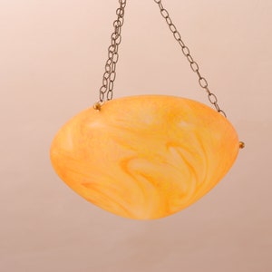 French sublime art nouveau orange glass suspension