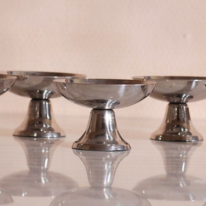 Set of 6 Silver Metal Ice Cream Cups Inox Cups Metal, Footed Dessert Cups, Stainless Steel Champagne Coupe image 2