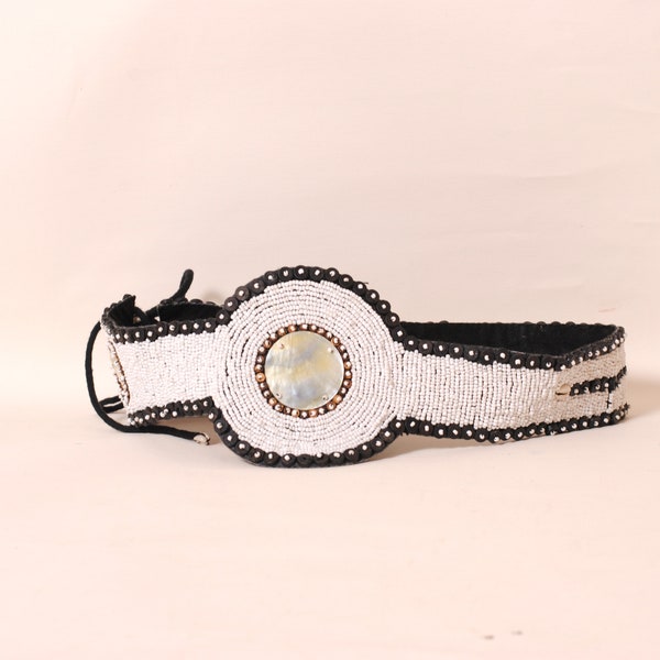 ceinture brodée de perles Hippie seventie's ,ceinture de corset,ceinture boho,ceinture pour robe