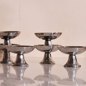 Set of 6 Silver Metal Ice Cream Cups Inox Cups Metal, Footed Dessert Cups, Stainless Steel Champagne Coupe image 3