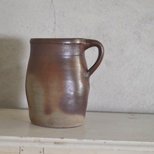 Antique French Stoneware Jug, Vintage Pottery Pitcher, Large French Crock, Rustic Farmhouse Decor, Primitive French Pottery