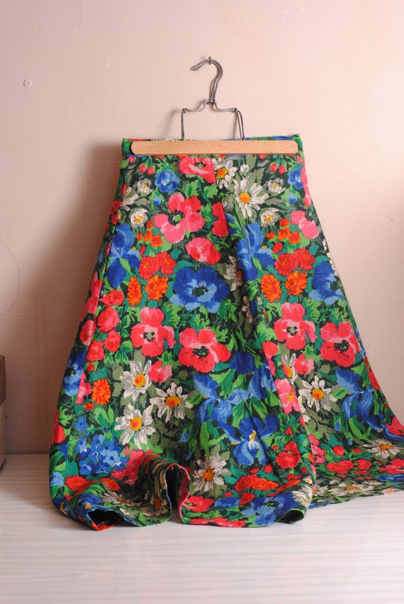 skirt in flowery linen never worn, floral linen s… - image 2