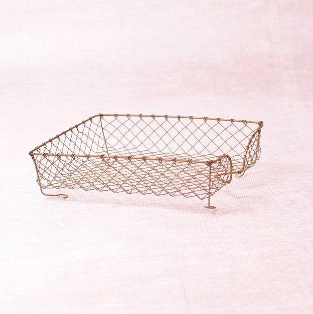 panier de bureau vintage en fils de métal cuivrébac de | Etsy