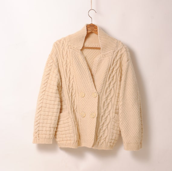 handmade thick unisex natural wool cardigan