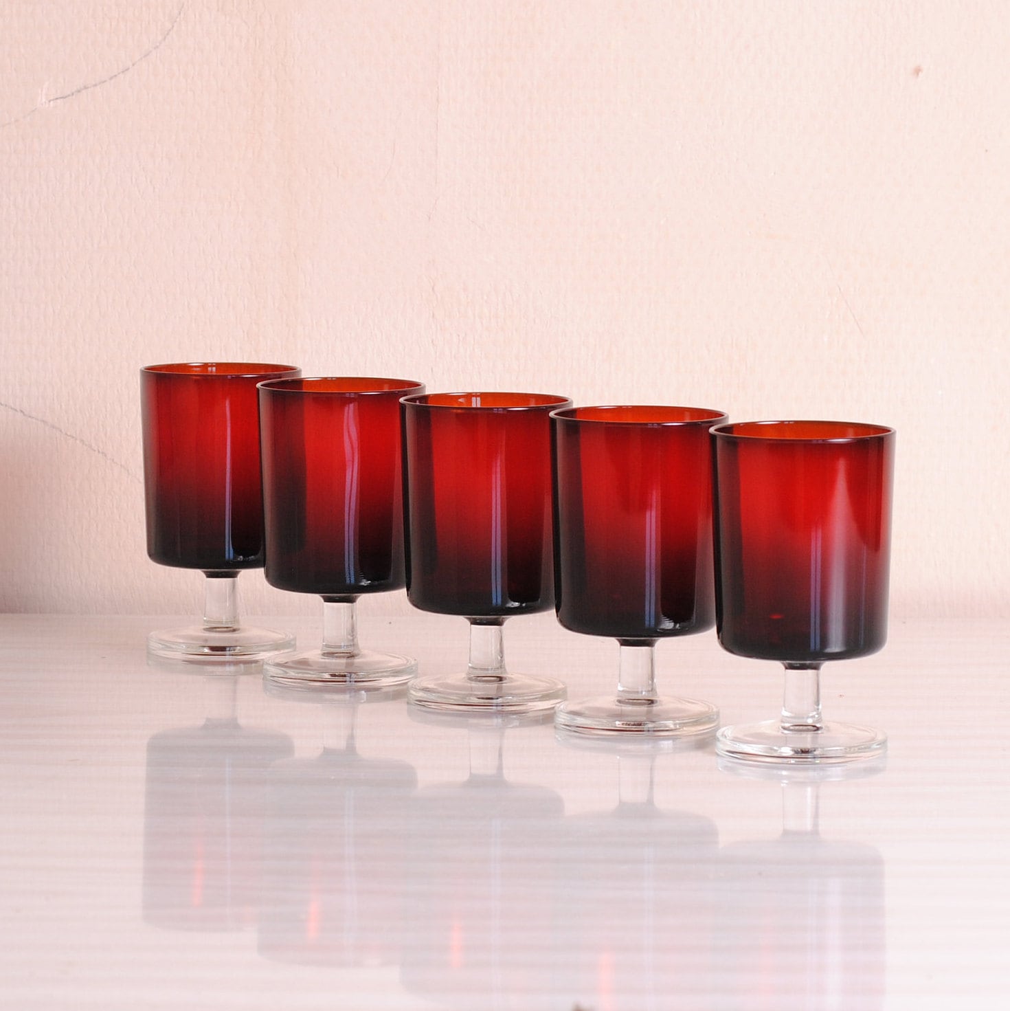 French Vintage Glass, Red Glass , Luminarc Wineglass