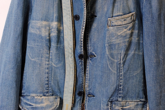 indigo work jacket,faded jacket - image 8