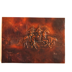 Kupfer-Wand-Dekor, gehämmerte Kupferskulptur Wandkunst, signiertes Gemälde