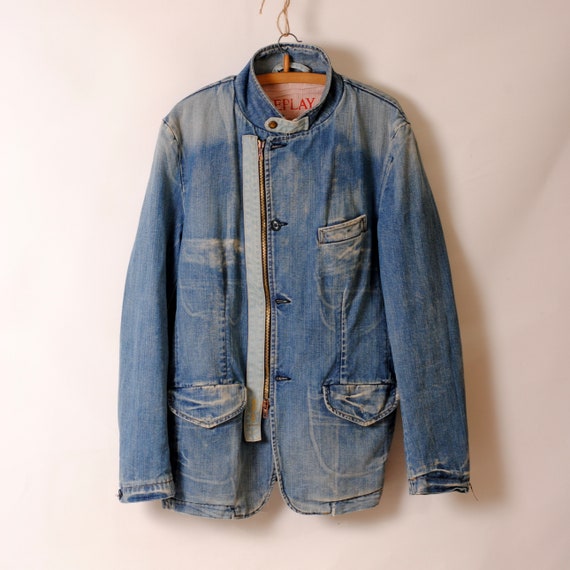indigo work jacket,faded jacket