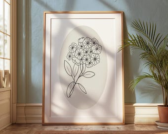 Impressão de arte digital Mountain Laurel | Impressão floral desenhada à mão | Impressão de arte botânica vintage | Impressão floral minimalista neutra