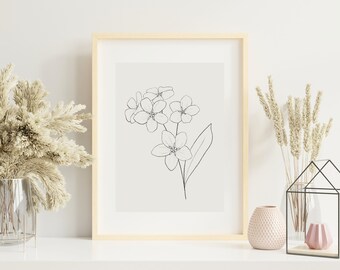 Forget Me Not Flower Digital Art Print | Hand Drawn Flower Print | Forget Me Not | Digital Art Print | Printable