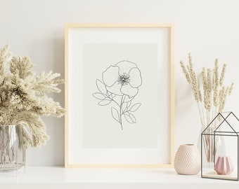 Cherokee Rose Flower Digital Art Print | Hand Drawn Flower Print | Cherokee Rose | Digital Art Print | Printable