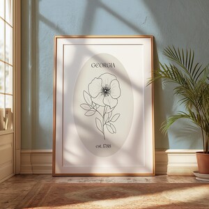 Georgia State Flower Digital Art Print | Hand Drawn State Flower Print | Minimalist Floral Printable | Neutral Vintage Botanical Art Print