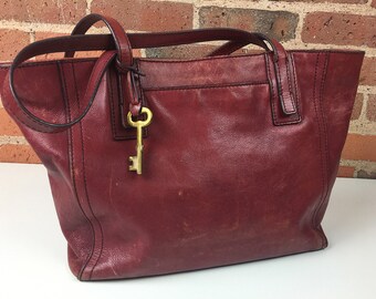 Distressed Red Leather Purse Vintage Fossil Bag Shoulder Tote - Etsy  Australia