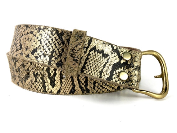 DISTRESSED faux Reptile Skin Print faded Gold Bla… - image 6