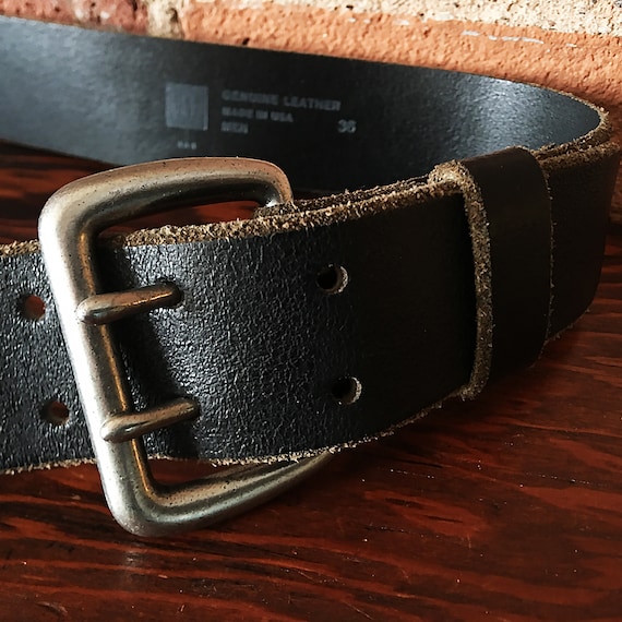 Mens genuine leather double-hole belt for sale sz… - image 1