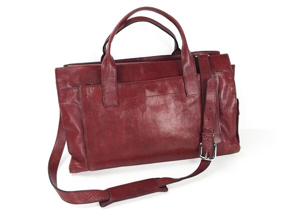 Red Leather Computer Bag 70s Vintage Old Distresse
