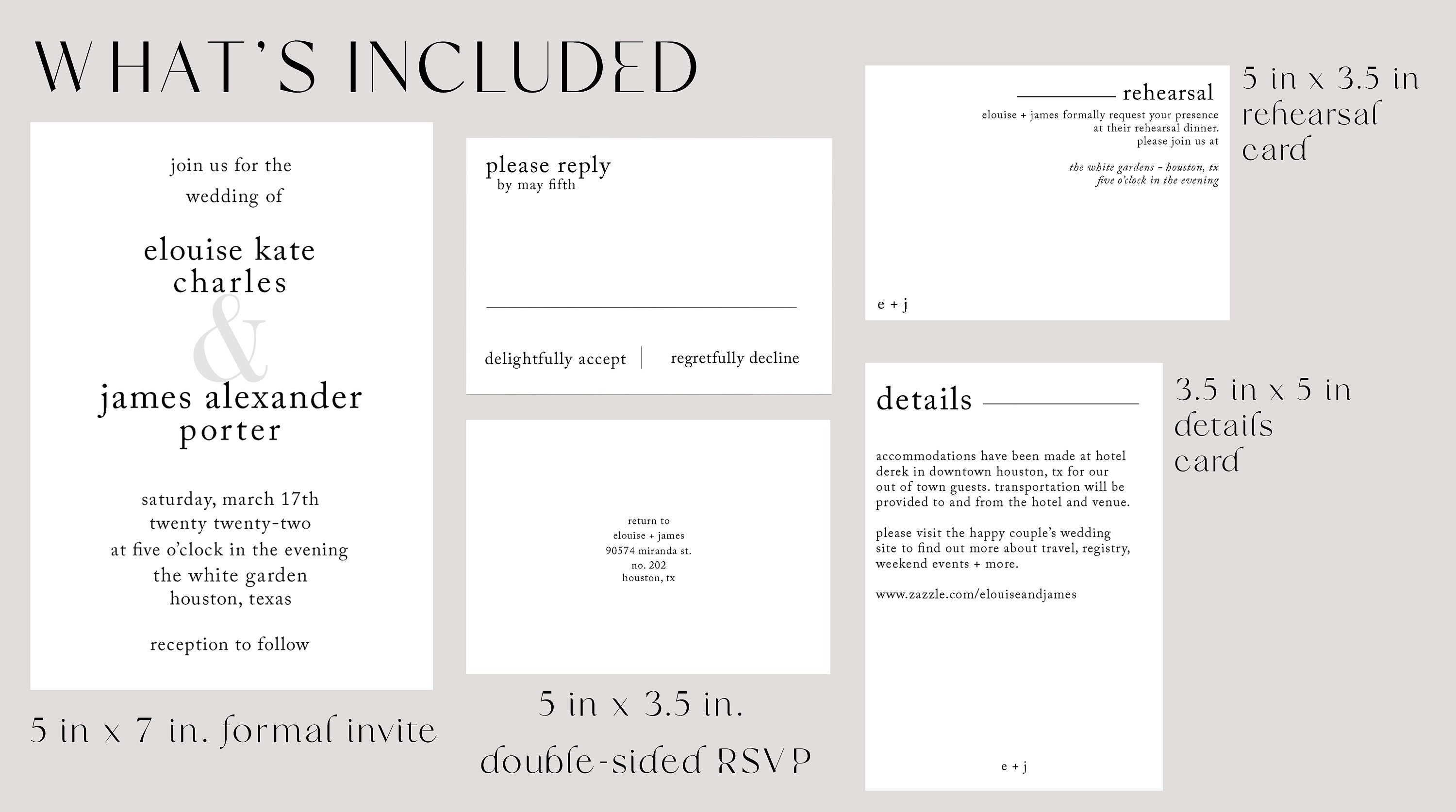 Minimalist Wedding Invitation Suite DIY Minimalist (Instant Download