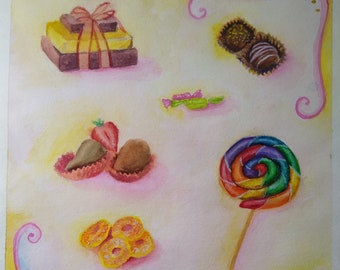 Candy Illustration- original illustration- 9"x12"