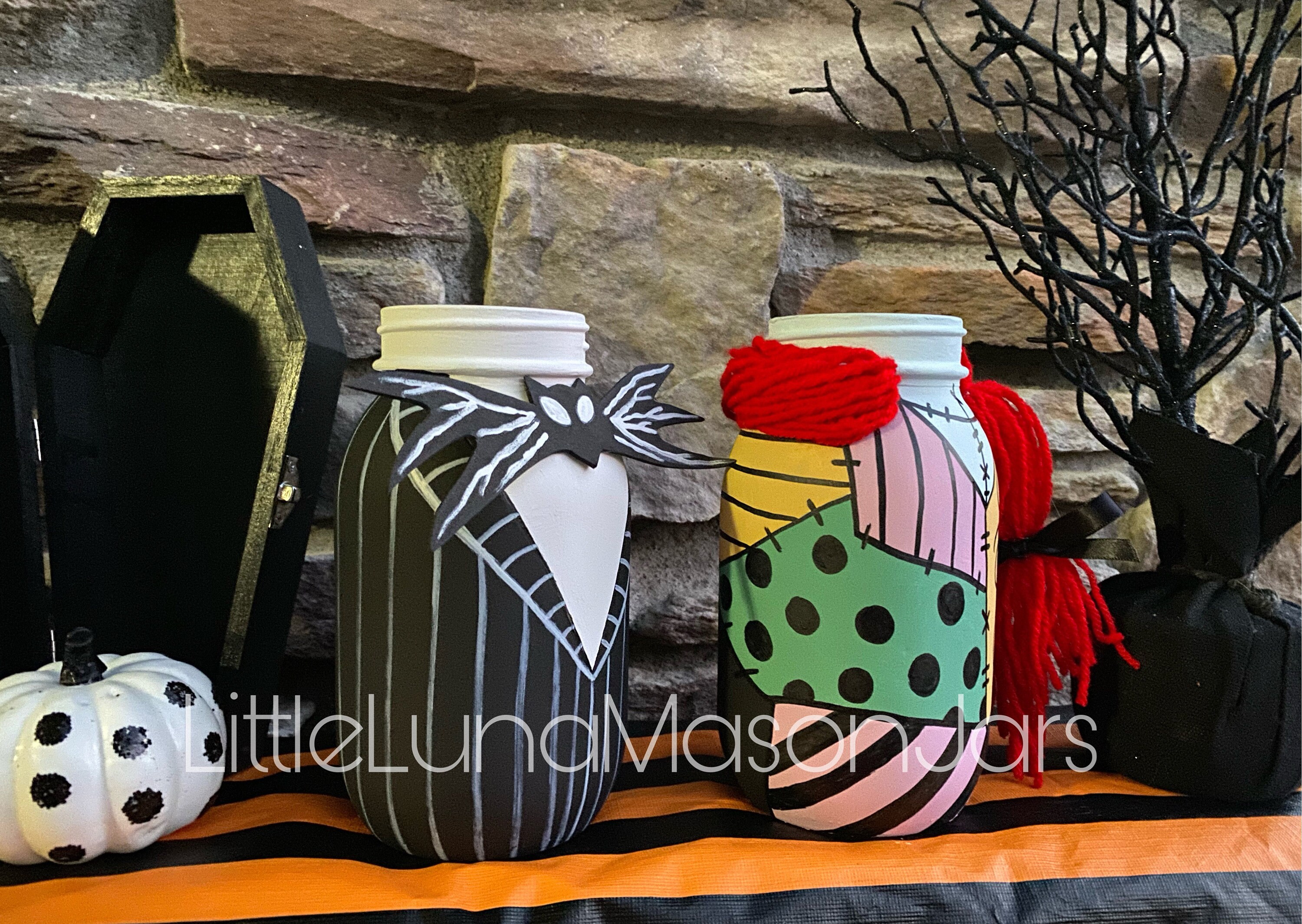 Set of 2 Quart Jars JACK AND SALLY gift ideas candy Etsy