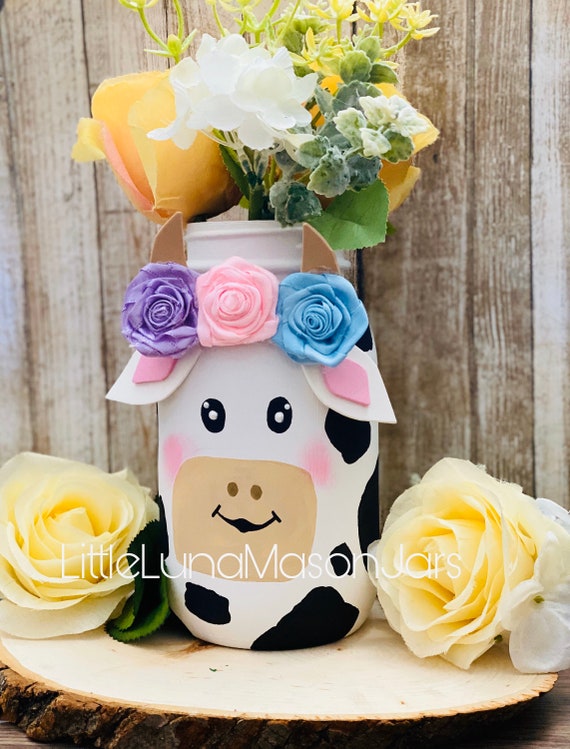 Cow Quart Sized Mason Jar Barn Themed Birthday Party Cow Jar Etsy